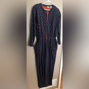 Vintage IZOD Ladies Blue & Orange Knit JUMPSUIT Romper   Size L